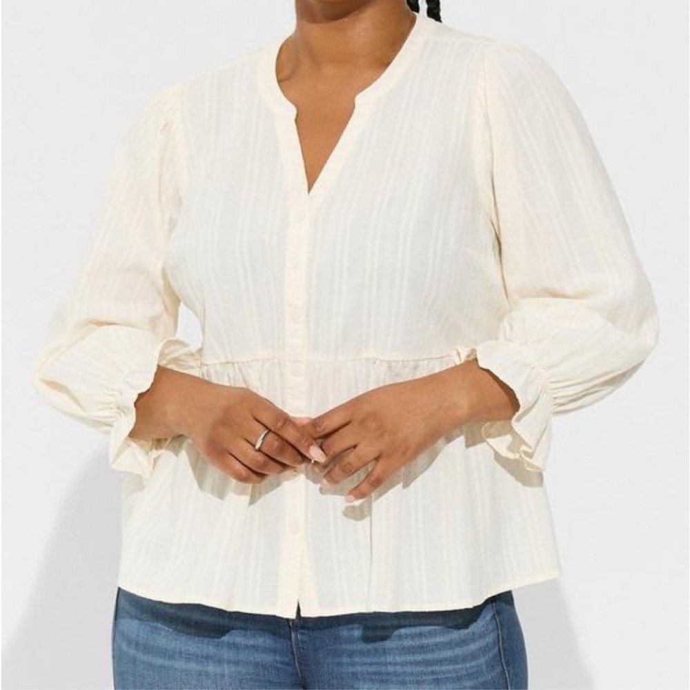 Torrid Cotton Button Up Blouson Top